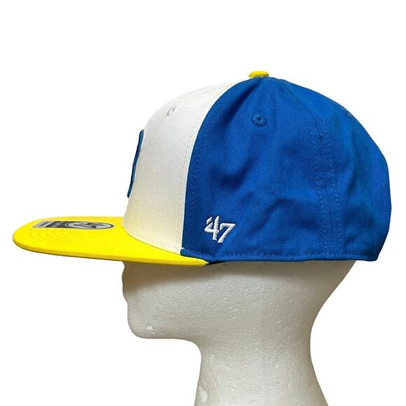 47 Brand Captain MLB Boston Red Sox JetBlue Flat Bill Cap NWT OSFA Blue Yellow - Picture 4 of 10
